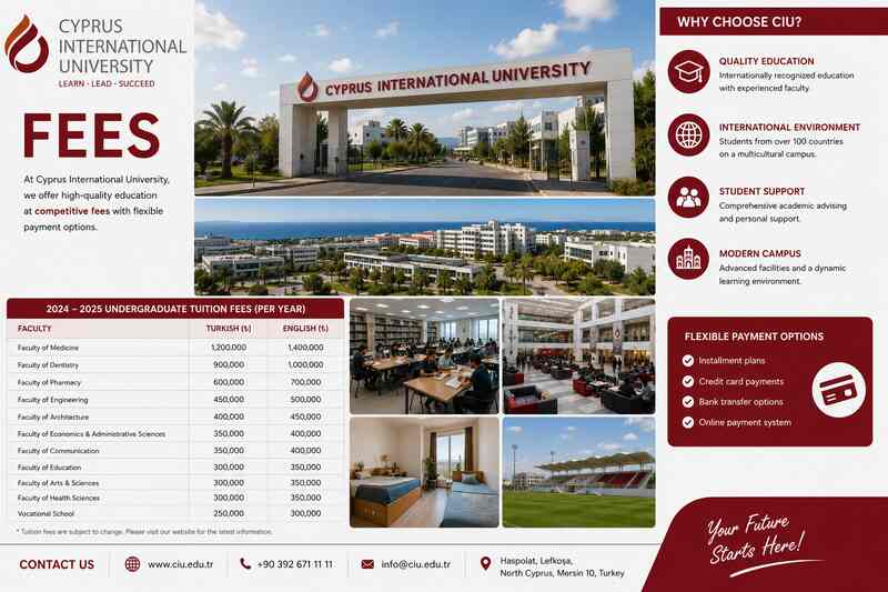 Cyprus International University Fees for International Students 2026 – Medicine, Engineering & All Programs